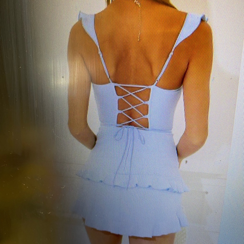 Chic light blue Ruffle Mini Dress - Picture 2 of 2
